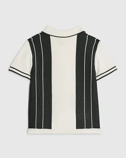 Mini Boys Green Stripe Polo Shirt