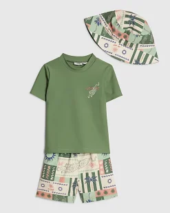 Mini Boys Khaki Tiger Swim Top and Short Set