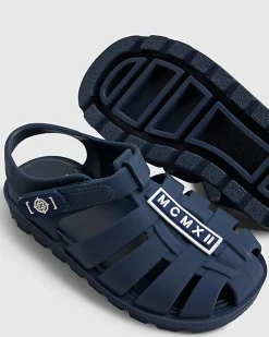 Mini Boys Navy Caged Jelly Sandals