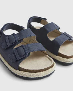 Mini Boys Navy Footbed Sandals