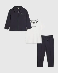 Mini Boys Navy Jacket 3 Piece Set