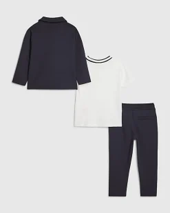 Mini Boys Navy Jacket 3 Piece Set