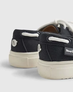Mini Boys Navy Laced Boat Shoes