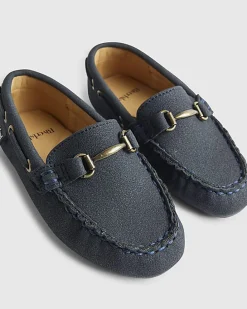 Mini Boys Navy Snaffle Loafers
