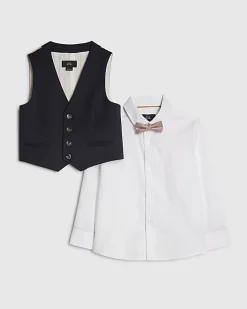 Mini Boys Navy Tailored Waistcoat 3 Piece Set