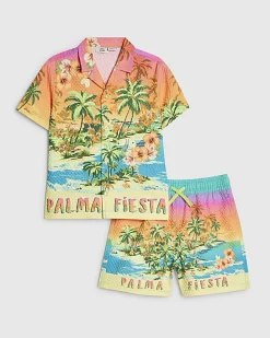 Mini Boys Orange Swim Shirt and Shorts Set