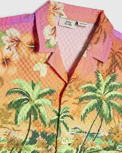 Mini Boys Orange Swim Shirt and Shorts Set