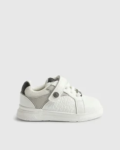Mini Boys White RI Embossed Trainers