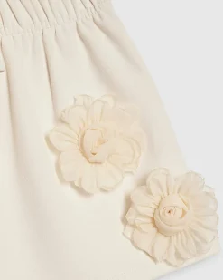 Mini Girls Beige 3D Rosette Skirt Set