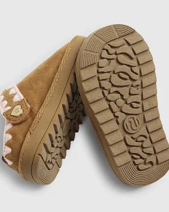 Mini Girls Beige Whipstitch Strap Slippers