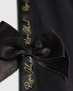 Mini Girls Black Satin Bow T-Shirt Set
