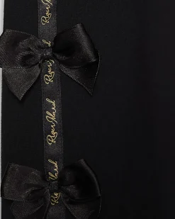 Mini Girls Black Satin Bow T-Shirt Set