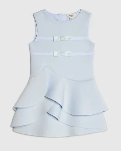 Mini Girls Blue Bow Frill Dress