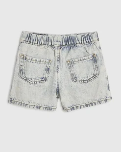 Mini Girls Blue Bow Pleated Denim Skort