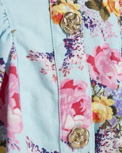 Mini Girls Blue Floral Prom Dress