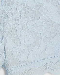 Mini Girls Blue Lace Blouse And Shorts Set