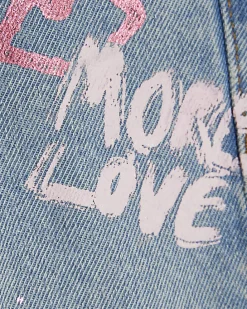 Mini Girls Blue Love Graffiti Straight Jeans