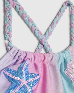 Mini Girls Blue Ombre Sequin Swimsuit