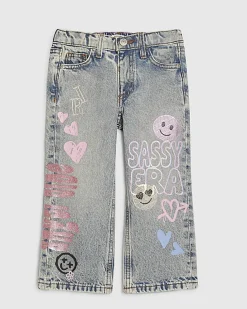 Mini Girls Blue Sassy Era Straight Leg Jeans