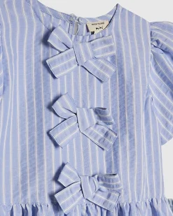 Mini Girls Blue Stripe Top And Jeans Set