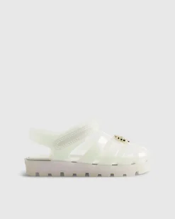 Mini Girls Cream Pearl Shell Jelly Sandals
