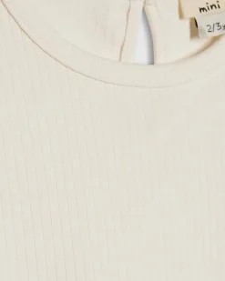 Mini Girls Cream Peplum Rib Heart Shorts Set