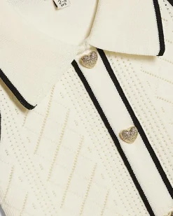 Mini Girls Cream Polo Waistcoat Set