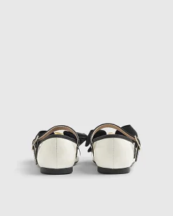 Mini Girls Cream Rose Bow Ballerina Pumps