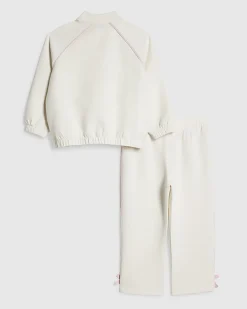 Mini Girls Cream Rosette Stripe Tracksuit Set
