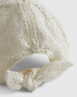 Mini Girls Cream Sequin Lace Cap