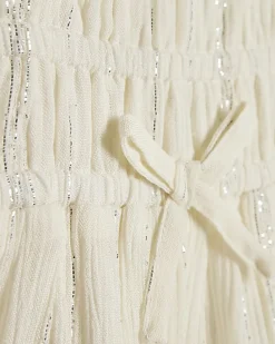 Mini Girls Cream Tiered Dress