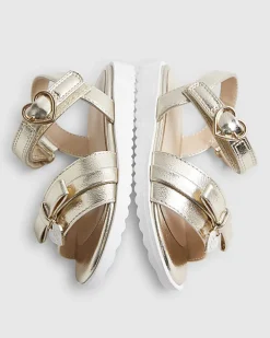 Mini Girls Gold Bow Sandals