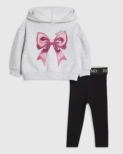 Mini Girls Grey Bow Hoodie Set