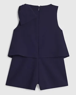 Mini Girls Navy Bow Playsuit