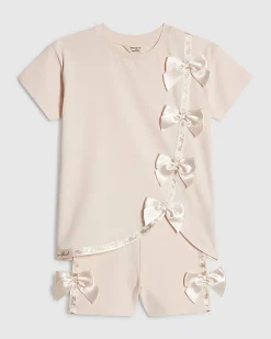 Mini Girls Pink Asymmetric T-Shirt Set