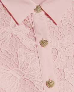 Mini Girls Pink Bow Lace Belted Dress