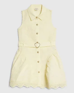Mini Girls Pink Bow Lace Belted Dress