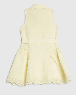 Mini Girls Pink Bow Lace Belted Dress