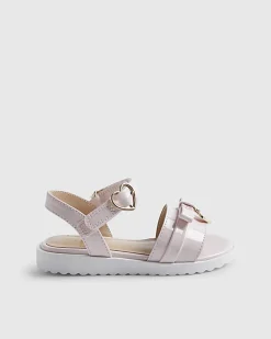 Mini Girls Pink Bow Sandals