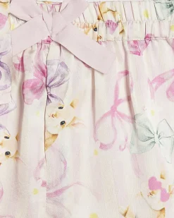 Mini Girls Pink Bunny Stripe Satin Pyjamas