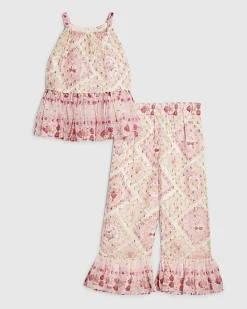 Mini Girls Pink Chiffon Top Set