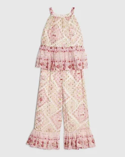 Mini Girls Pink Chiffon Top Set
