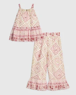 Mini Girls Pink Chiffon Top Set