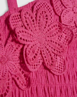 Mini Girls Pink Crochet Flower Dress