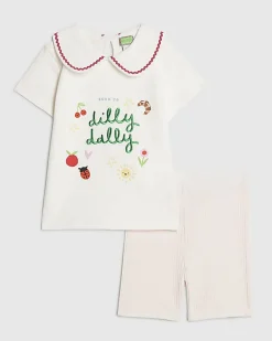 Mini Girls Pink Dilly Dally Cycle Shorts Set