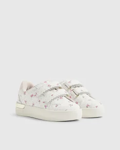 Mini Girls Pink Ditsy Rose Bud Trainers