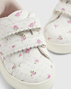 Mini Girls Pink Ditsy Rose Bud Trainers