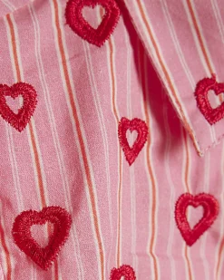 Mini Girls Pink Heart Stripe Shirt Dress