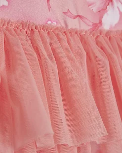 Mini Girls Pink Hibiscus Bow Tutu Swimsuit