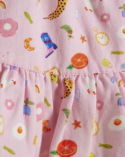 Mini Girls Pink Icon Bow Cotton Dress